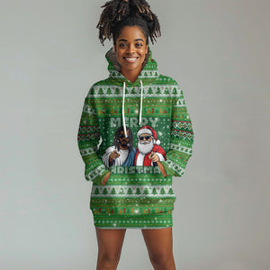 Black Jesus Merry Christmas Hoodie Dress Santa Claus Africa - Religious Faith Holiday