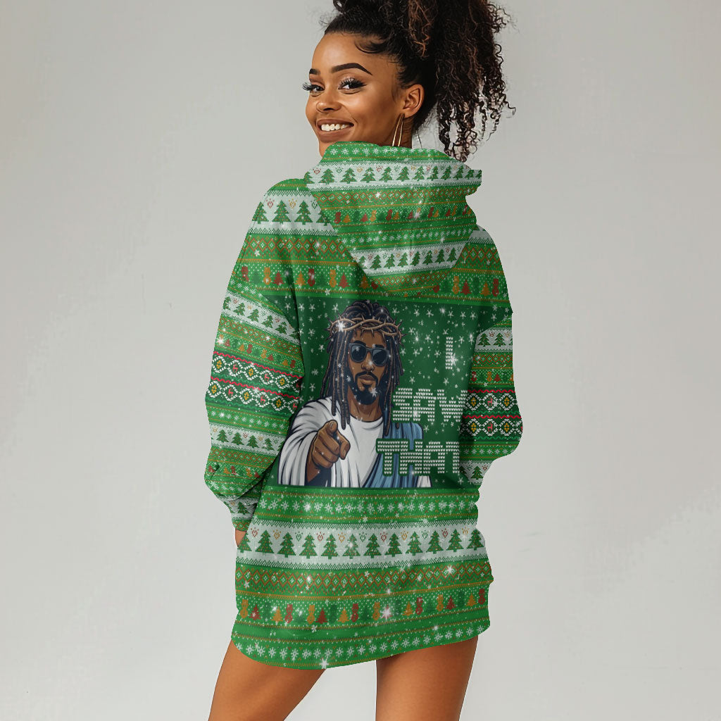 Black Jesus Merry Christmas Hoodie Dress Santa Claus Africa - Religious Faith Holiday