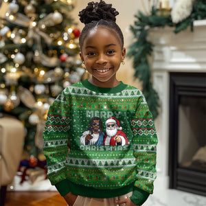 Black Jesus Merry Christmas Kid Ugly Christmas Sweater Santa Claus Africa - Religious Faith Holiday