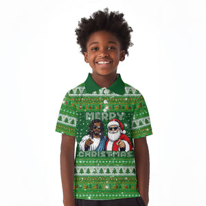 Black Jesus Merry Christmas Kid Polo Shirt Santa Claus Africa - Religious Faith Holiday