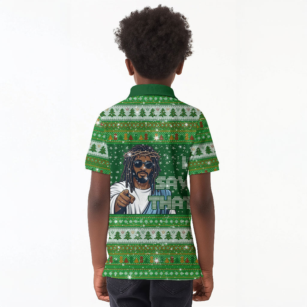 Black Jesus Merry Christmas Kid Polo Shirt Santa Claus Africa - Religious Faith Holiday
