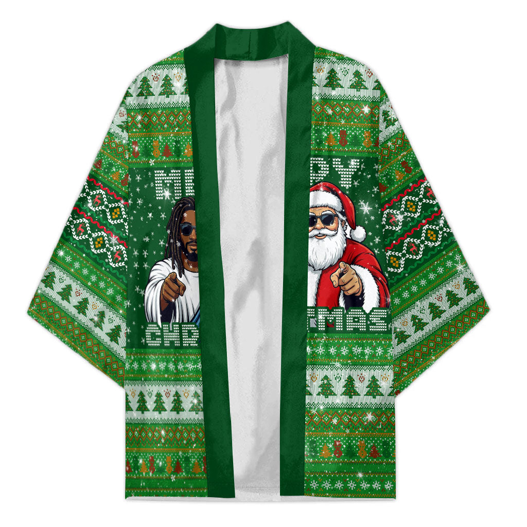 Black Jesus Merry Christmas Kimono Santa Claus Africa - Religious Faith Holiday