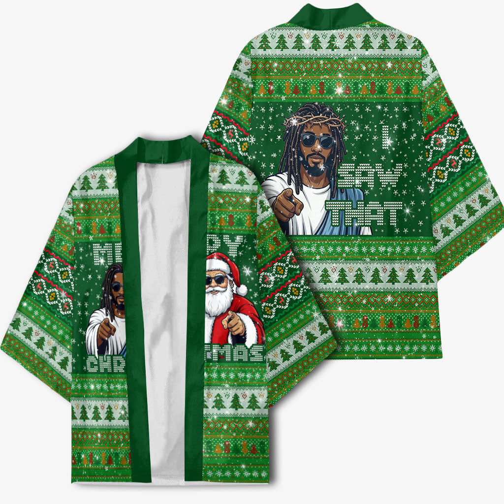 Black Jesus Merry Christmas Kimono Santa Claus Africa - Religious Faith Holiday