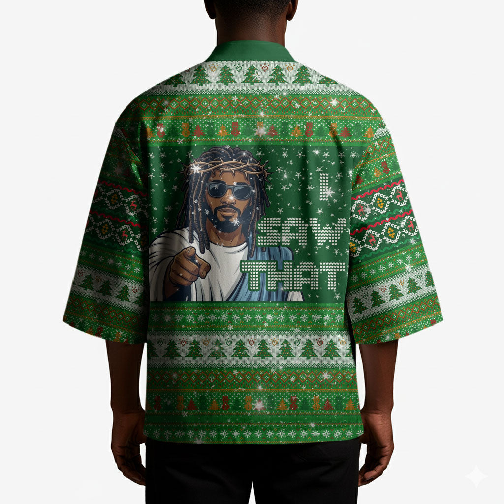 Black Jesus Merry Christmas Kimono Santa Claus Africa - Religious Faith Holiday