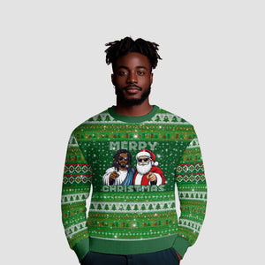 Black Jesus Merry Christmas Ugly Christmas Sweater Santa Claus Africa - Religious Faith Holiday