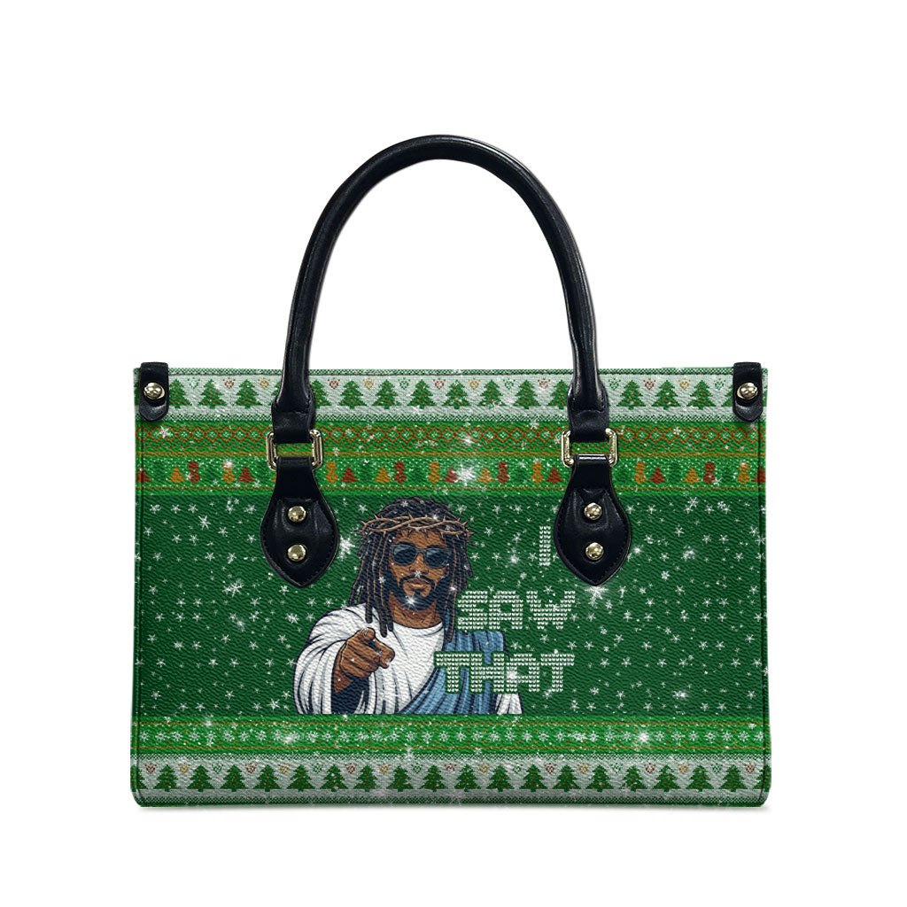 Black Jesus Merry Christmas Leather Bag Santa Claus Africa - Religious Faith Holiday