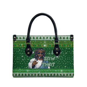 Black Jesus Merry Christmas Leather Bag Santa Claus Africa - Religious Faith Holiday