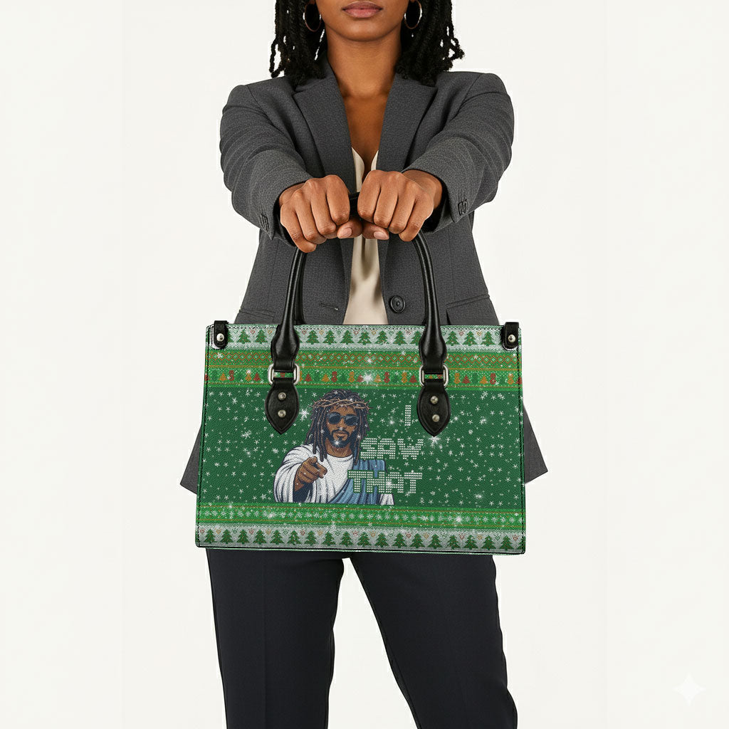 Black Jesus Merry Christmas Leather Bag Santa Claus Africa - Religious Faith Holiday