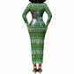 Black Jesus Merry Christmas Long Sleeve Bodycon Dress Santa Claus Africa - Religious Faith Holiday