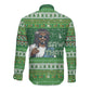 Black Jesus Merry Christmas Long Sleeve Button Shirt Santa Claus Africa - Religious Faith Holiday
