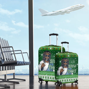 Black Jesus Merry Christmas Luggage Cover Santa Claus Africa - Religious Faith Holiday