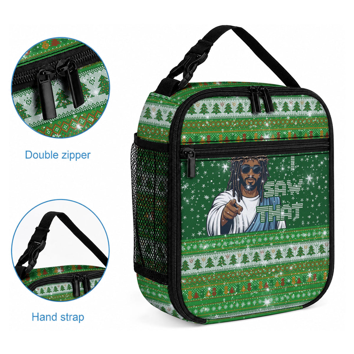 Black Jesus Merry Christmas Lunch Bag Santa Claus Africa - Religious Faith Holiday