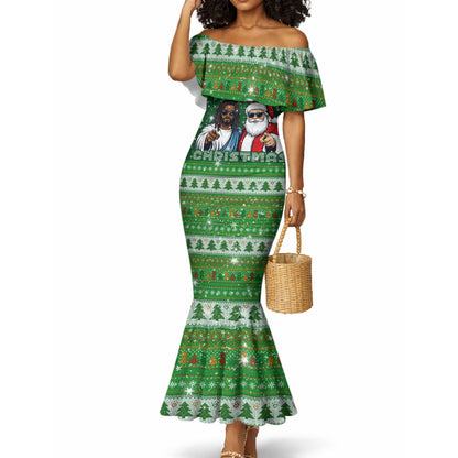 Black Jesus Merry Christmas Mermaid Dress Santa Claus Africa - Religious Faith Holiday