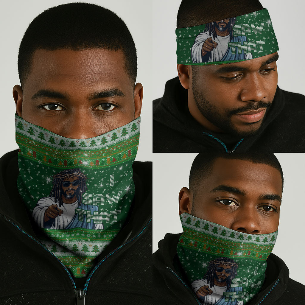 Black Jesus Merry Christmas Neck Gaiter Santa Claus Africa - Religious Faith Holiday