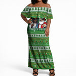Black Jesus Merry Christmas Off Shoulder Maxi Dress Santa Claus Africa - Religious Faith Holiday