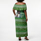 Black Jesus Merry Christmas Off Shoulder Maxi Dress Santa Claus Africa - Religious Faith Holiday