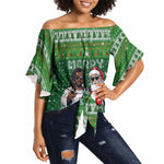 Black Jesus Merry Christmas Off Shoulder Wrap Waist Top Santa Claus Africa - Religious Faith Holiday