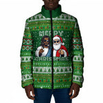 Black Jesus Merry Christmas Padded Jacket Santa Claus Africa - Religious Faith Holiday