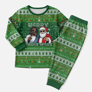 Black Jesus Merry Christmas Pajama Set Santa Claus Africa - Religious Faith Holiday
