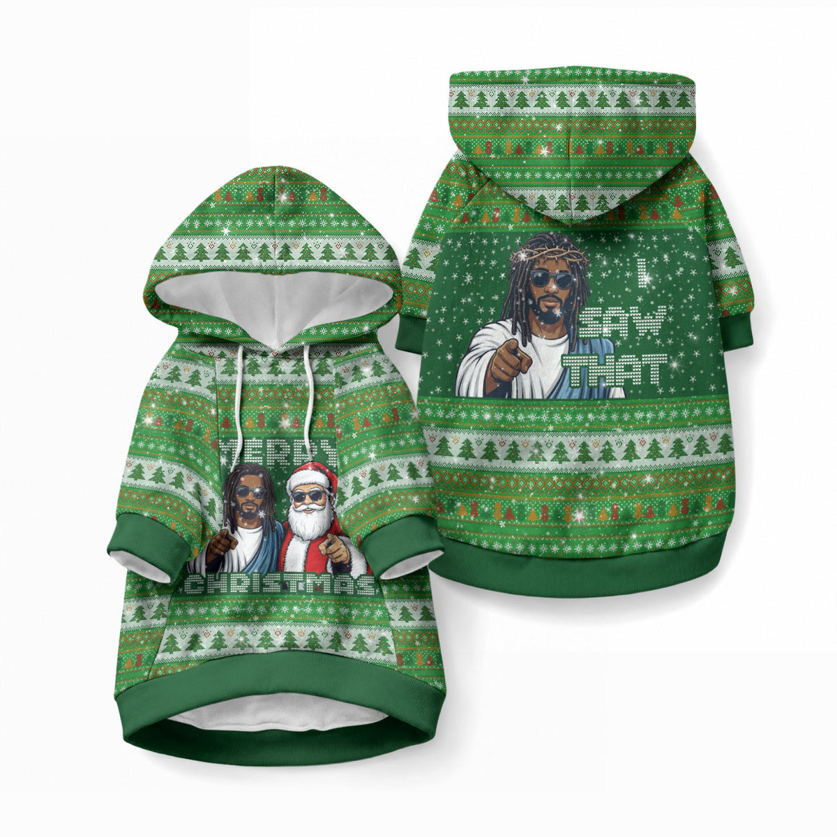 Black Jesus Merry Christmas Pet Hoodie Santa Claus Africa - Religious Faith Holiday