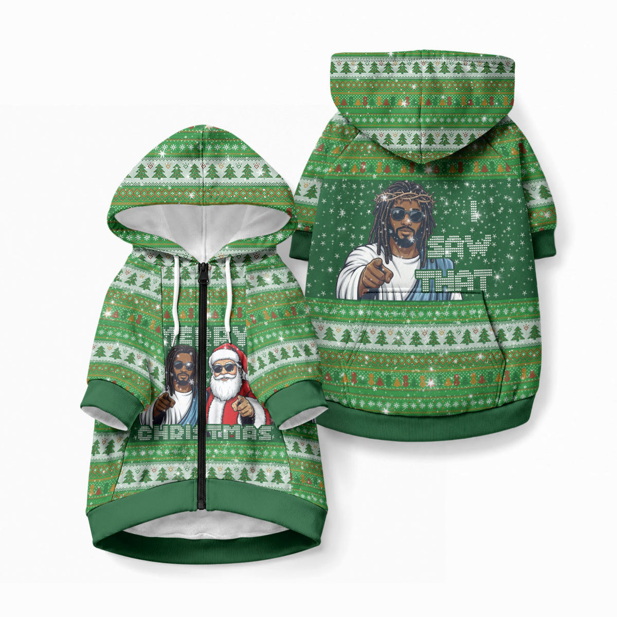 Black Jesus Merry Christmas Pet Hoodie Santa Claus Africa - Religious Faith Holiday