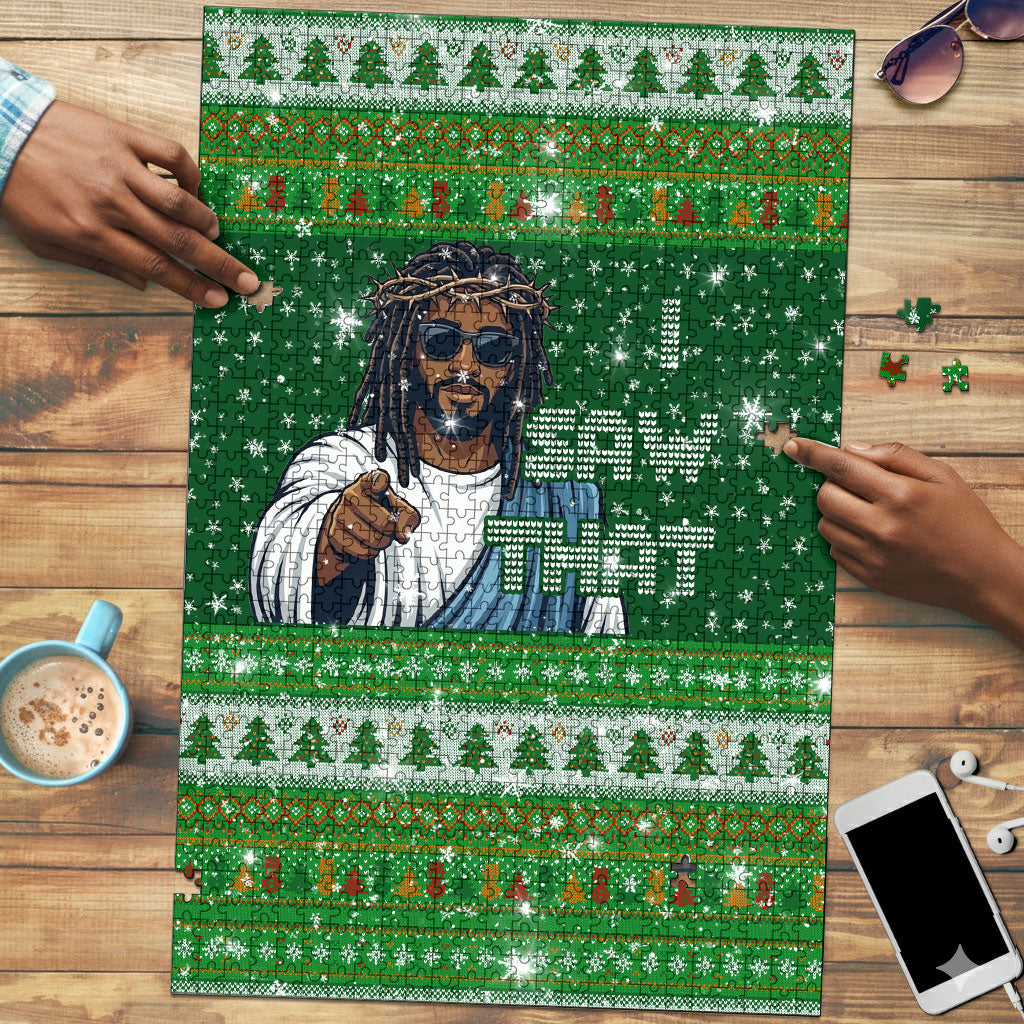 Black Jesus Merry Christmas Puzzle Santa Claus Africa - Religious Faith Holiday