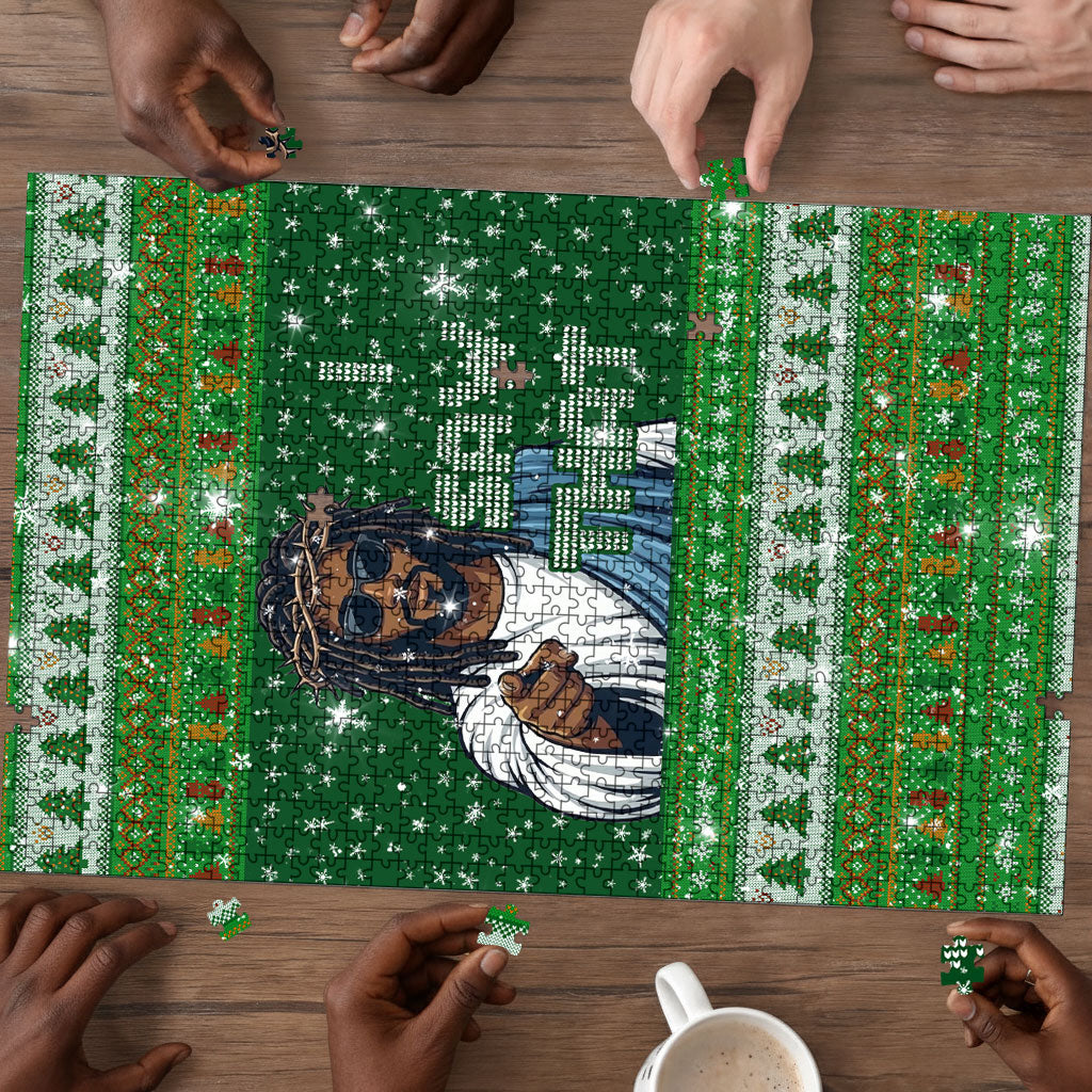 Black Jesus Merry Christmas Puzzle Santa Claus Africa - Religious Faith Holiday