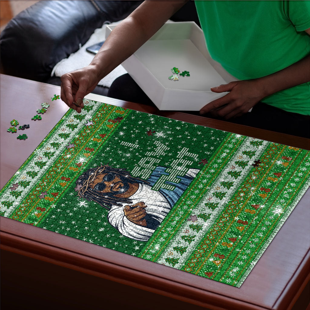 Black Jesus Merry Christmas Puzzle Santa Claus Africa - Religious Faith Holiday