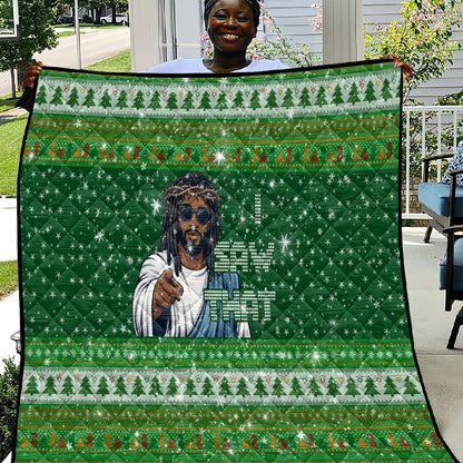 Black Jesus Merry Christmas Quilt Santa Claus Africa - Religious Faith Holiday
