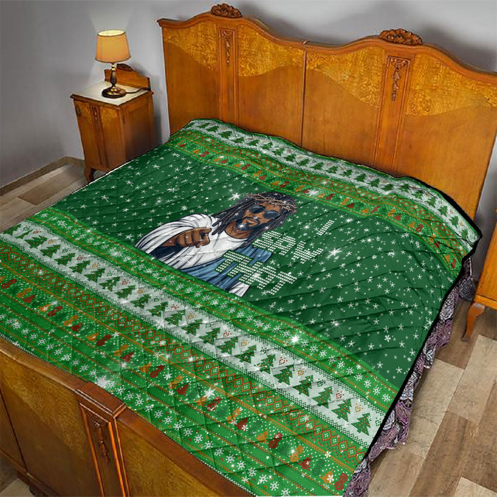 Black Jesus Merry Christmas Quilt Santa Claus Africa - Religious Faith Holiday