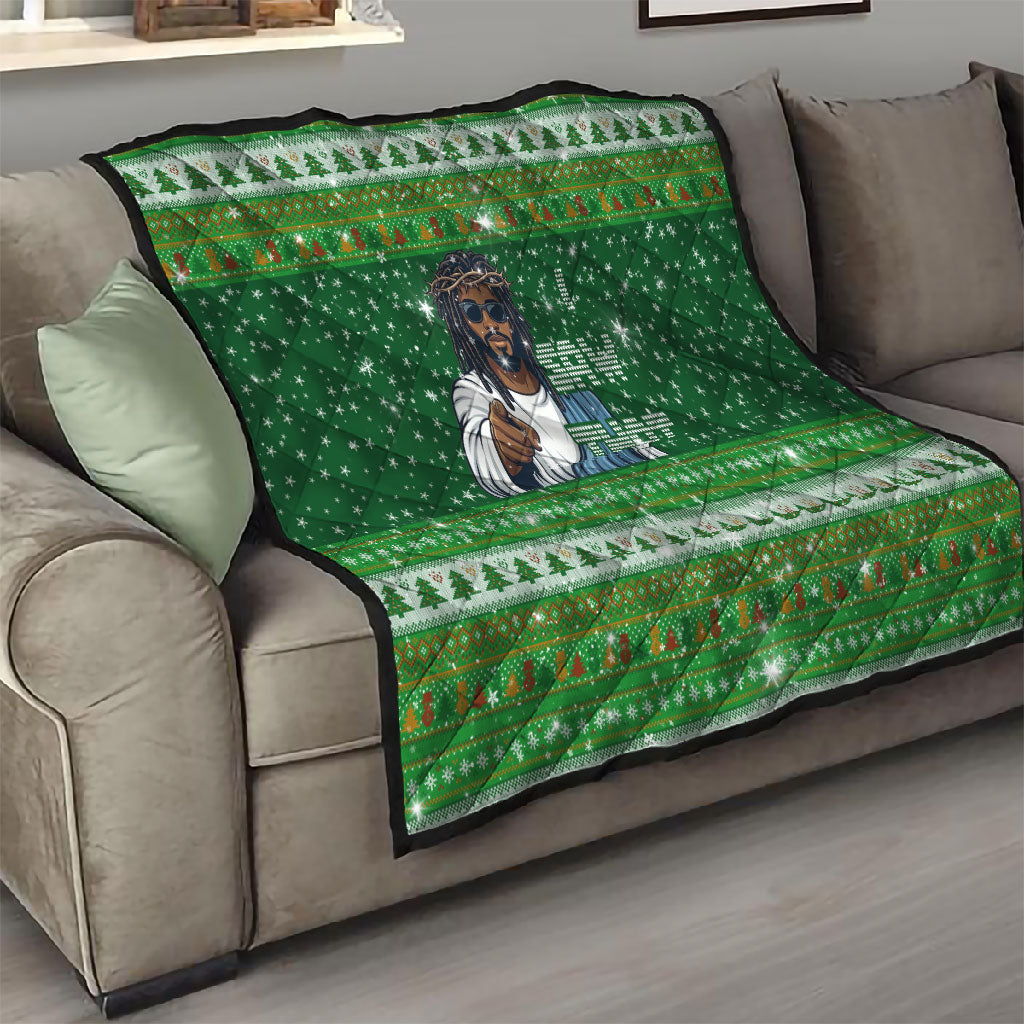 Black Jesus Merry Christmas Quilt Santa Claus Africa - Religious Faith Holiday