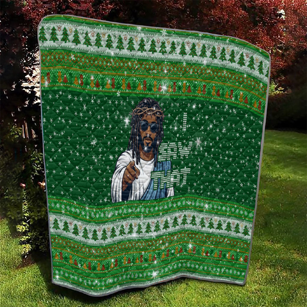 Black Jesus Merry Christmas Quilt Santa Claus Africa - Religious Faith Holiday