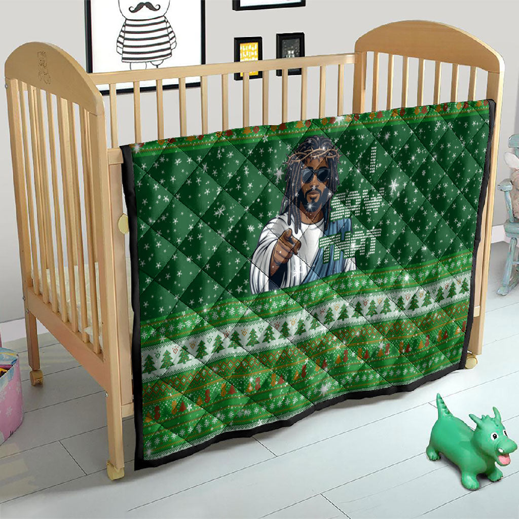 Black Jesus Merry Christmas Quilt Santa Claus Africa - Religious Faith Holiday