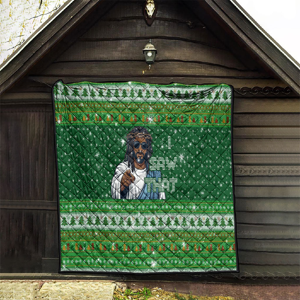 Black Jesus Merry Christmas Quilt Santa Claus Africa - Religious Faith Holiday