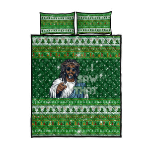 Black Jesus Merry Christmas Quilt Bed Set Santa Claus Africa - Religious Faith Holiday