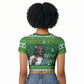 Black Jesus Merry Christmas Raglan Cropped T shirt Santa Claus Africa - Religious Faith Holiday