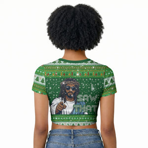 Black Jesus Merry Christmas Raglan Cropped T shirt Santa Claus Africa - Religious Faith Holiday