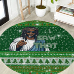 Black Jesus Merry Christmas Round Carpet Santa Claus Africa - Religious Faith Holiday