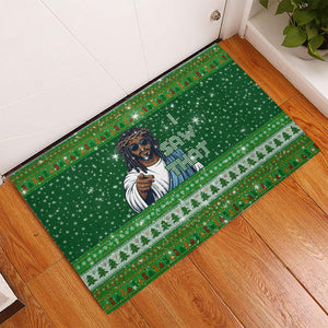 Black Jesus Merry Christmas Rubber Doormat Santa Claus Africa - Religious Faith Holiday