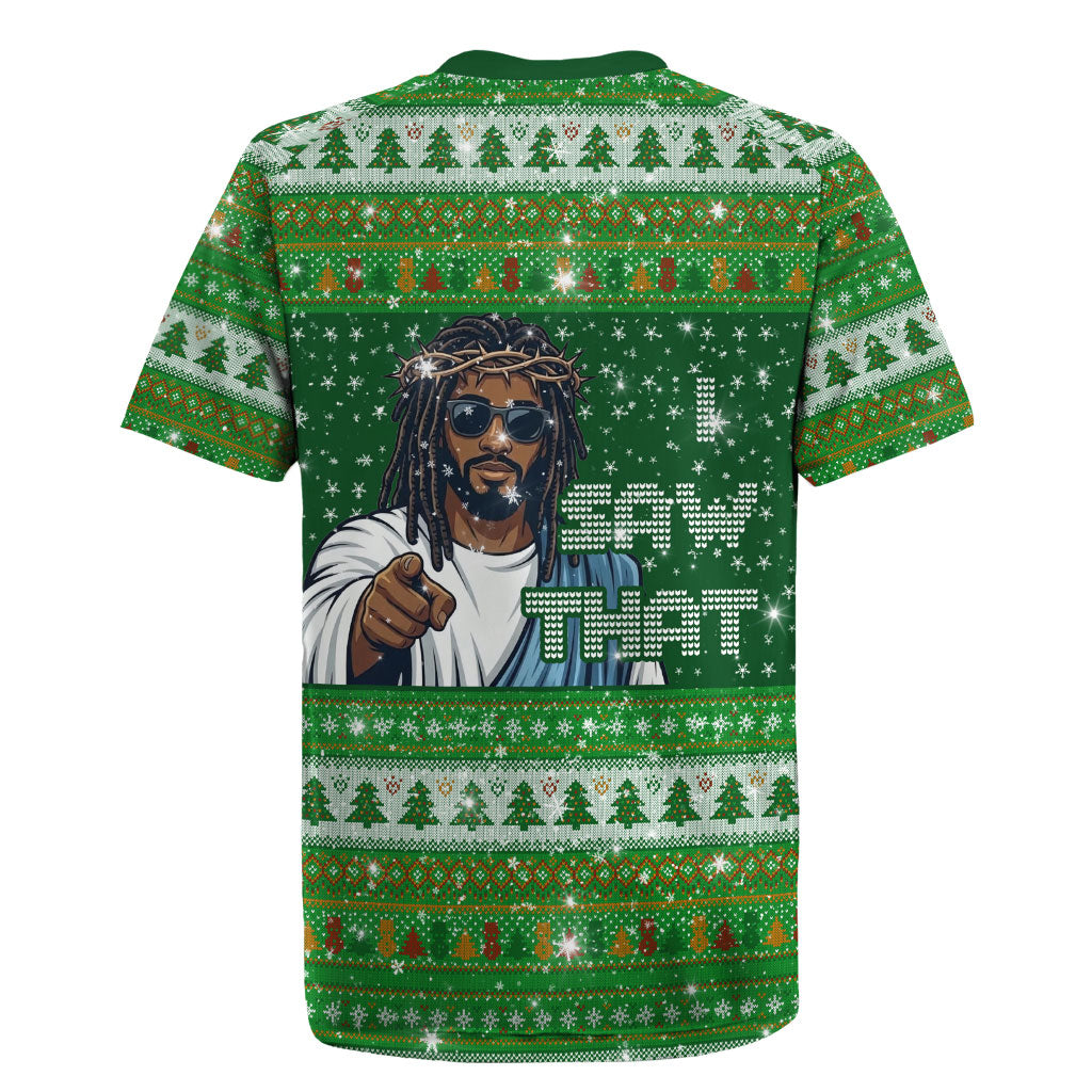 Black Jesus Merry Christmas Rugby Jersey Santa Claus Africa - Religious Faith Holiday