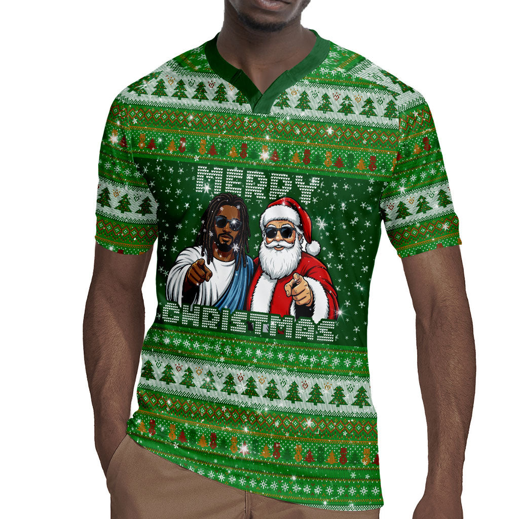 Black Jesus Merry Christmas Rugby Jersey Santa Claus Africa - Religious Faith Holiday
