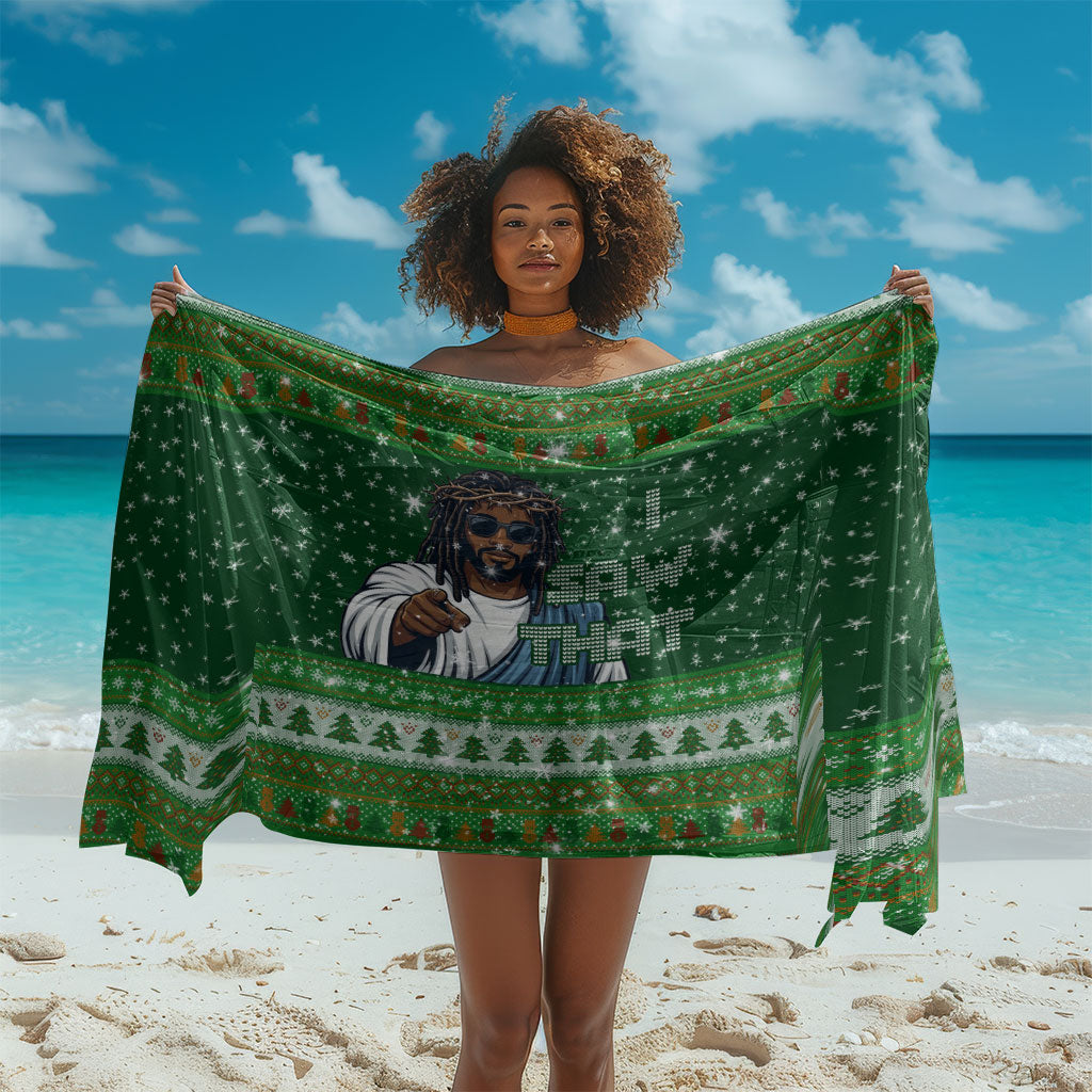 Black Jesus Merry Christmas Sarong Santa Claus Africa - Religious Faith Holiday