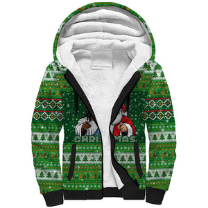 Black Jesus Merry Christmas Sherpa Hoodie Santa Claus Africa - Religious Faith Holiday