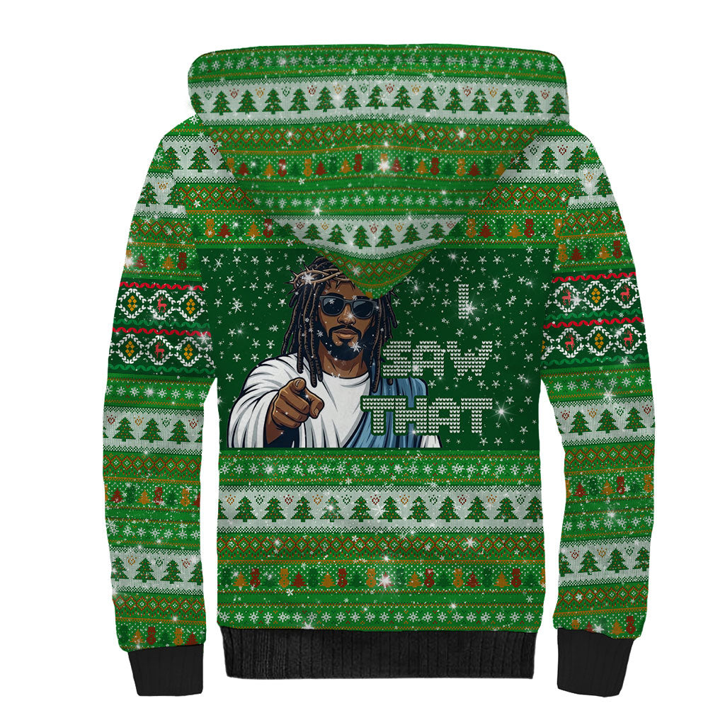 Black Jesus Merry Christmas Sherpa Hoodie Santa Claus Africa - Religious Faith Holiday