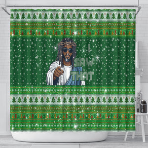 Black Jesus Merry Christmas Shower Curtain Santa Claus Africa - Religious Faith Holiday