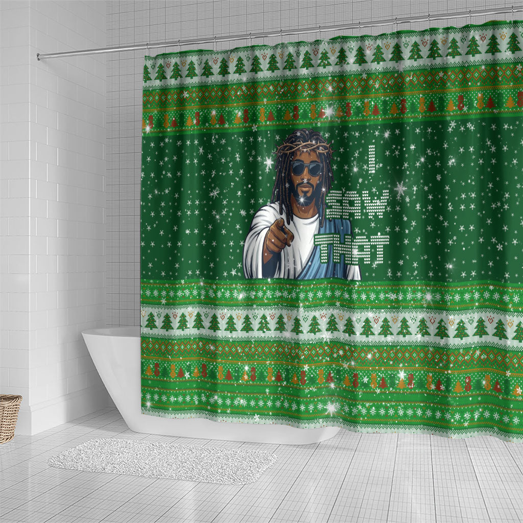 Black Jesus Merry Christmas Shower Curtain Santa Claus Africa - Religious Faith Holiday