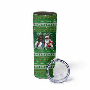 Black Jesus Merry Christmas Skinny Tumbler Santa Claus Africa - Religious Faith Holiday