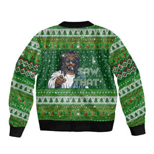 Black Jesus Merry Christmas Sleeve Zip Bomber Jacket Santa Claus Africa - Religious Faith Holiday