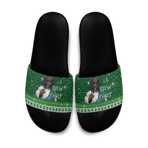 Black Jesus Merry Christmas Slide Sandals Santa Claus Africa - Religious Faith Holiday