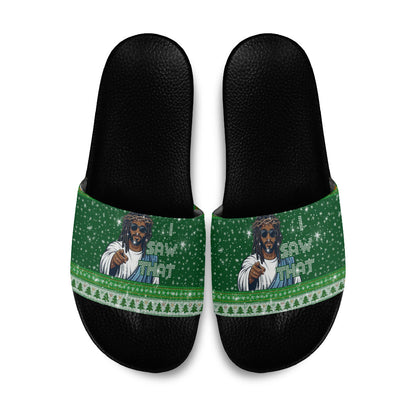 Black Jesus Merry Christmas Slide Sandals Santa Claus Africa - Religious Faith Holiday